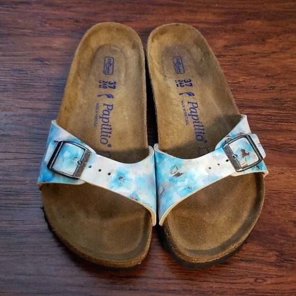 Birkenstock Papillio Blue Clouds Chic Feminine Retro Y2K Softbed Narrow Size 37 - Picture 1 of 6